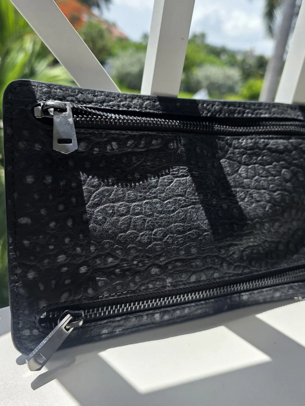 All Saints - Black Textured Zip Pouch4